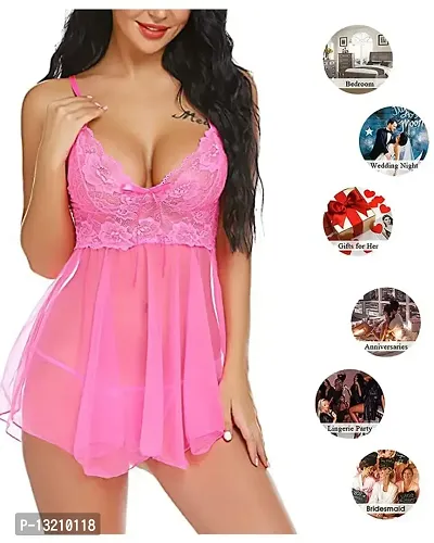 Fihana Women`s Sleepwear and Nightwear Honeymoon Dress for Women Small to 3XL Pink-thumb4