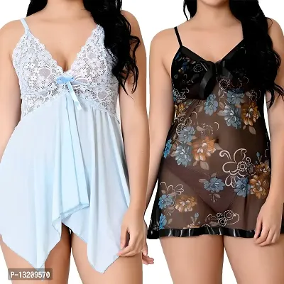 Fihana | babydoll nighty for honeymoon | lingerie set for women | sexy lingerie for women | baby doll night dress | short transparent nighty for women-thumb2