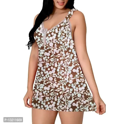 Fihana Multicolor Floral Above Knee Babydoll Lingerie Nighty for Women Honeymoon Night Small to 3XL-thumb2