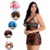 Fihana Women Babydoll Chemise Lingerie Nighty for Girls, Stylish Above Knee Floral Print Honeymoon Dress Small to 3XL-thumb3