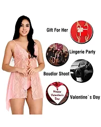 Fihana Spandex Lace Net Women Babydoll Lingerie for Women V Neck Nightgown Mesh Chemise Boudoir Nighty Honeymoon/First Night/Anniversary Bridal Night Dress.-thumb3