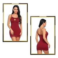 Fihana Spendex Soft Net Lace Women's Babydoll Honeymoon Lingerie Size Smalll to 2XL Fits Well for Plus Size. Maroon-thumb4