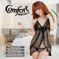 Fihana Babydoll Dress For Women Honeymoon Dress Black Color Stylish Sleepwear Nighty-thumb4