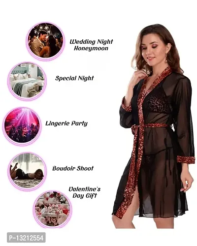 Roli Poli Women's Babydoll Multicolor Net Honeymoon Lingerie Nightwear Midi Small to 3XL-thumb4