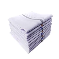 Cotton Handkerchiefs Hanky For Men - Pack of 12 (20 x 20 Inch) -White-thumb4