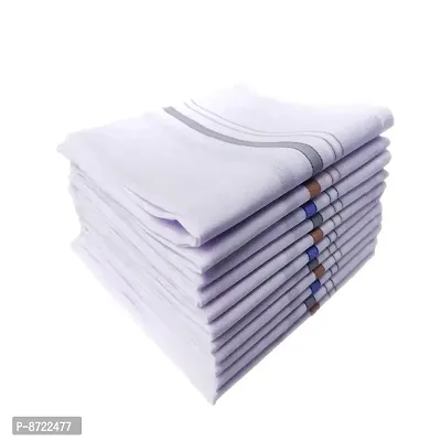 Cotton Handkerchiefs Hanky For Men - Pack of 12 (20 x 20 Inch) -White-thumb5