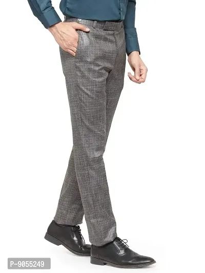RG DESIGNERS Men Brown Pencil Slim Fit Self Texture Formal Trousers_RGDSSCBreza2_WoodenBrown-thumb2