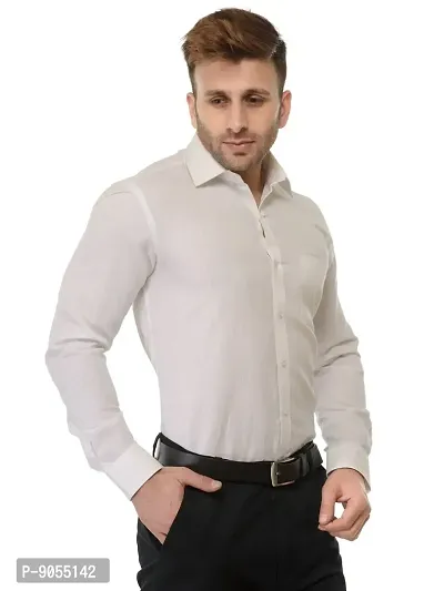 RG DESIGNERS Cotton White Solid Slim Fit Formal Shirt-thumb2