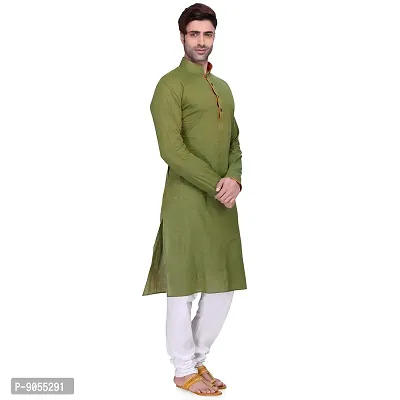 RG DESIGNERS Men's Full Sleeve Kurta Pyjama Set (36, Green)-thumb2