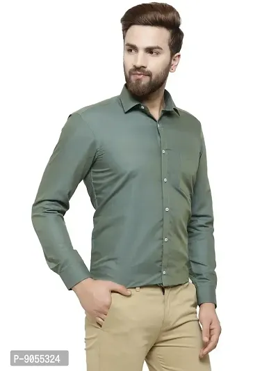 RG DESIGNERS Solid Slim Fit Formal Shirt (38, ArmyGreen)-thumb2