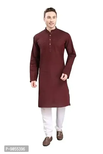 R Vasudev Self Textured Kurta Set For Mens-thumb0