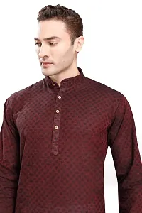 R Vasudev Self Textured Kurta Set For Mens-thumb4