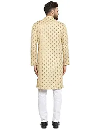 RG Designers Beige Cotton Blend Long Sleeve Traditional Kurta Pyjama Set for Men-thumb4