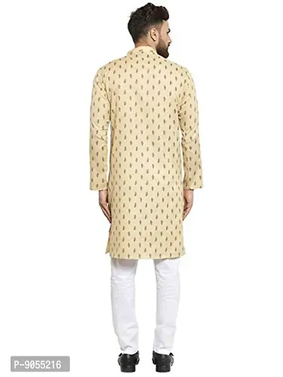 RG Designers Beige Cotton Blend Long Sleeve Traditional Kurta Pyjama Set for Men-thumb5
