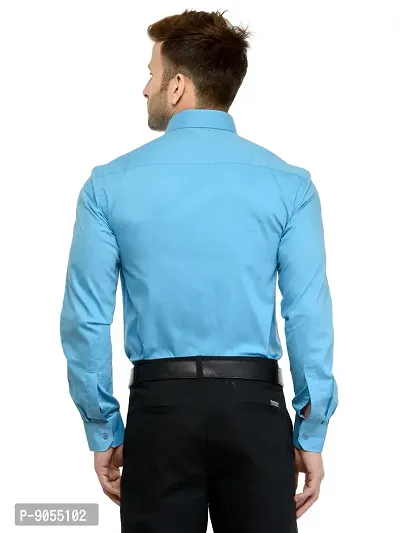 RG DESIGNERS Light Blue Solid Slim Fit Formal Shirt-thumb3