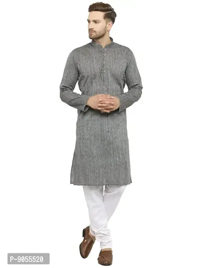 R VASUDEV Self Print Cotton Kurta Churidhar set for Mens (A Handloom)