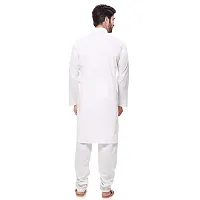 RG Designers Men's Plain White Cotton Blended Kurta Pajama Set-thumb3