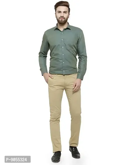 RG DESIGNERS Solid Slim Fit Formal Shirt (38, ArmyGreen)-thumb4