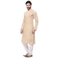 RG Designers Men's Cotton Kurta Pajama Set (36, Beige)-thumb3