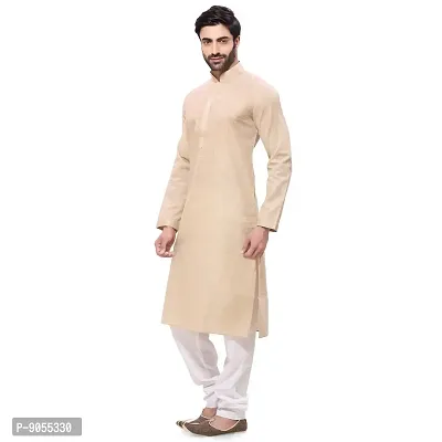 RG Designers Men's Cotton Kurta Pajama Set (36, Beige)-thumb4