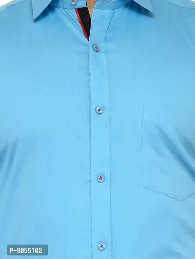 RG DESIGNERS Light Blue Solid Slim Fit Formal Shirt-thumb5