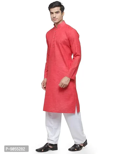 RG DESIGNERS Men's Cotton Kurta and Pyjama Set (Dark Carrot, 38)-thumb3