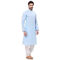 RG Designers Men's Cotton Kurta Pajama Set (44, LightBlue)-thumb3