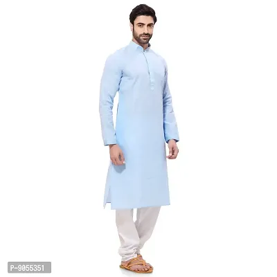 RG Designers Men's Cotton Kurta Pajama Set (44, LightBlue)-thumb4