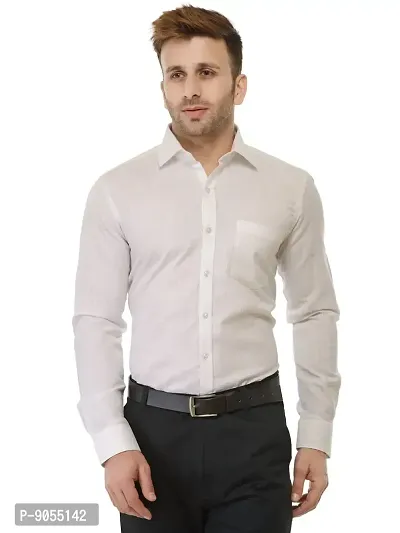 RG DESIGNERS Cotton White Solid Slim Fit Formal Shirt-thumb0