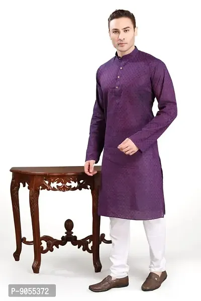 RG Designers Self Textured Kurta Set For Mens-thumb3