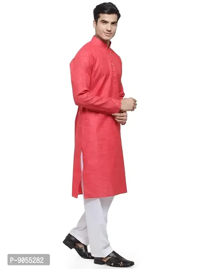 RG DESIGNERS Men's Cotton Kurta and Pyjama Set (Dark Carrot, 38)-thumb2