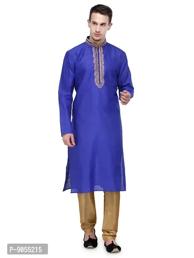 Rg Designers Men's Self Design Full Sleeves Kurta Pyjama Set-thumb0