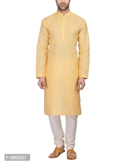 Rg Designers Men'sFull Sleeve Kurta Pyjama Set D6577Yellow