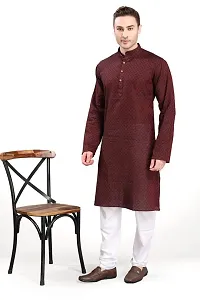 RG Designers Self Textured Kurta Set For Mens-thumb2