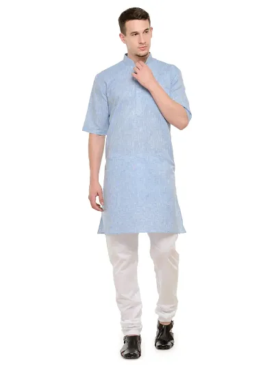 RG DESIGNERS 3/4 Sleeves Modi Kurta Pyjama (38, LIGHTBLUE)