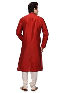 R VASUDEV Solid Art Silk Self Design Kurta Churidhar set for mens-thumb4