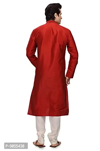 R VASUDEV Solid Art Silk Self Design Kurta Churidhar set for mens-thumb5