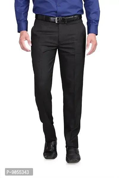 RG DESIGNERS Black Slim Fit Men's Formal Trousers DN6400
