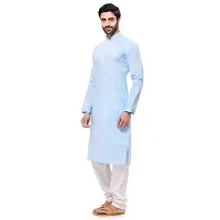 RG Designers Men's Cotton Kurta Pajama Set (44, LightBlue)-thumb1