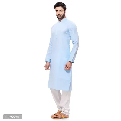 RG Designers Men's Cotton Kurta Pajama Set (44, LightBlue)-thumb2