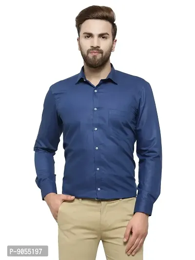 RG DESIGNERS Solid Slim Fit Formal Shirt (42, NAVYBLUE)