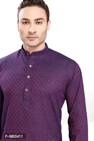 R Vasudev Self Textured Kurta Set For Mens-thumb5