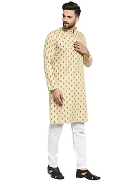 RG Designers Beige Cotton Blend Long Sleeve Traditional Kurta Pyjama Set for Men-thumb2
