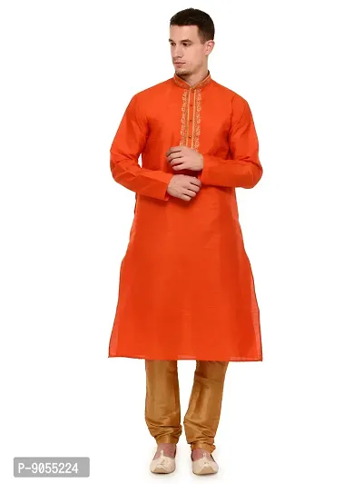 Rg Designers Men's Self Design Full Sleeves Kurta Pyjama Set