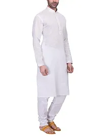 RG Designers Men's Full Sleeve Kurta Pyjama Set D6577White-thumb2