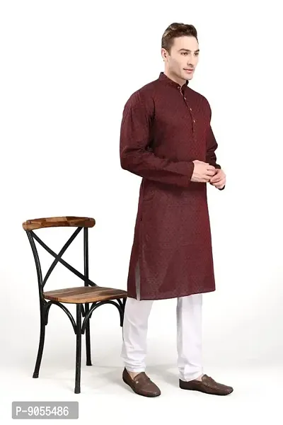 RG Designers Self Textured Kurta Set For Mens-thumb2