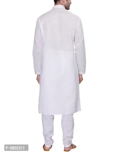 RG Designers Men's Full Sleeve Kurta Pyjama Set D6577White-thumb4