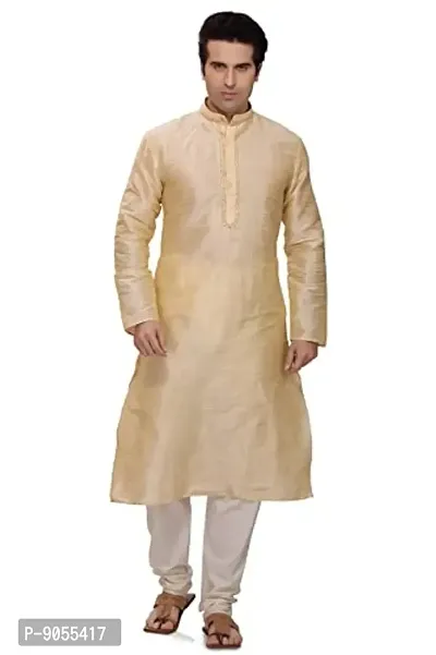 R VASUDEV Solid Art Silk Self Design Kurta Churidhar set for mens-thumb2