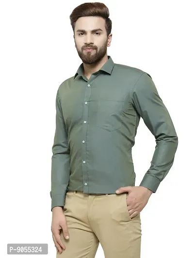 RG DESIGNERS Solid Slim Fit Formal Shirt (38, ArmyGreen)-thumb3