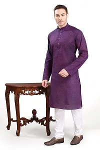 R Vasudev Self Textured Kurta Set For Mens-thumb2